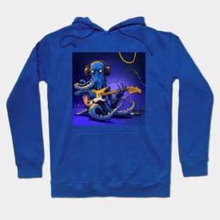 Blue Octopus Plays Jazz Guitar Hoodie